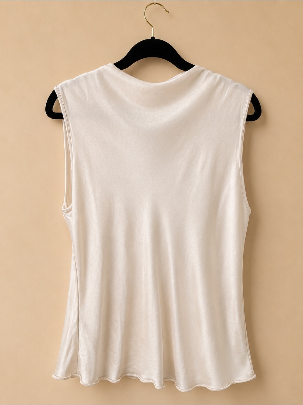 Mango Cream Sleeveless Satin-Look Tank